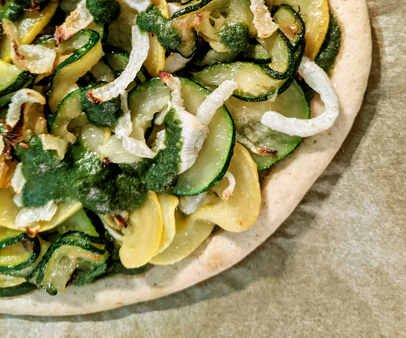Pesto Pizza with Fennel, Zucchini & Squash (Top 8 Free)