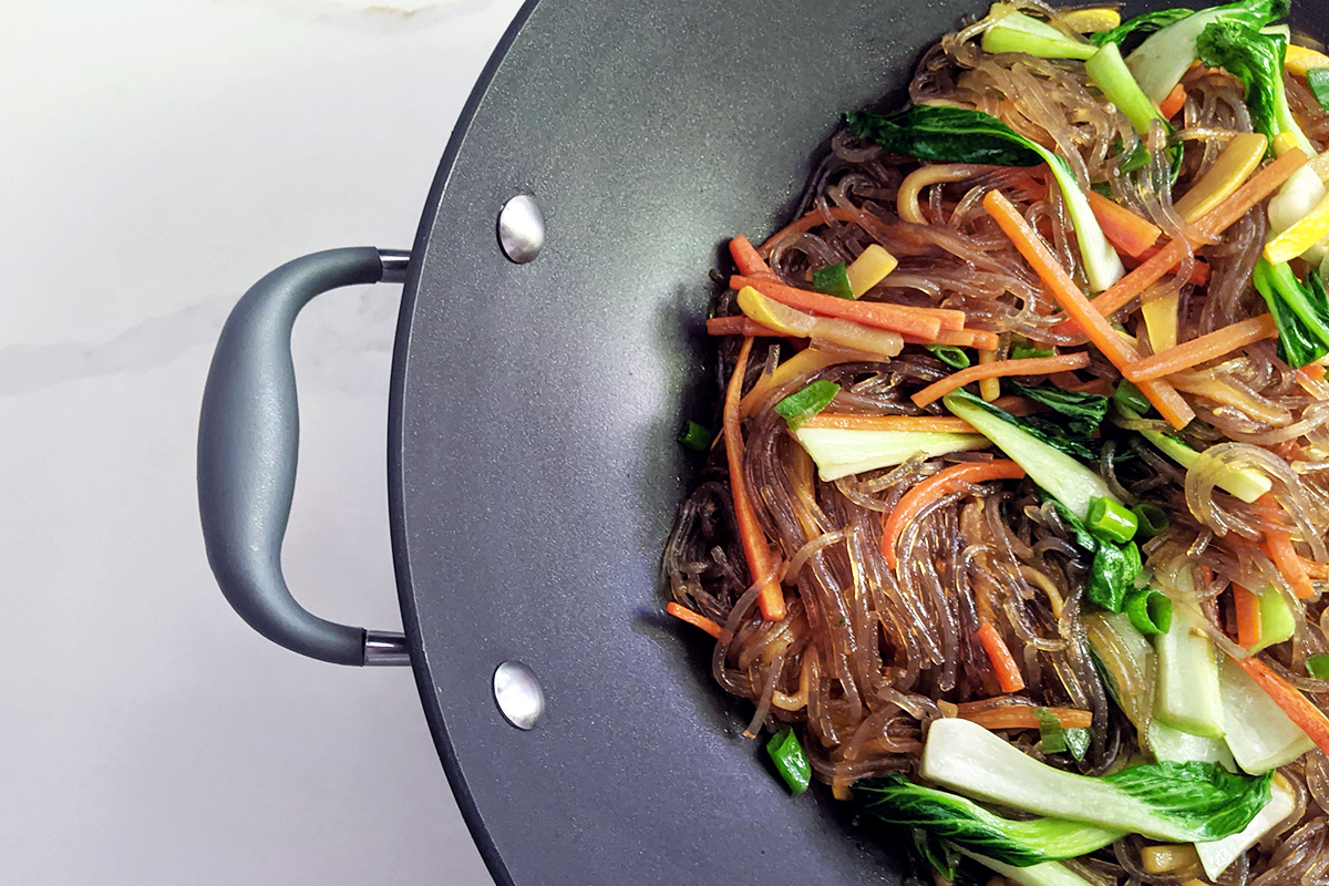 Vegan Japchae with Bok Choy