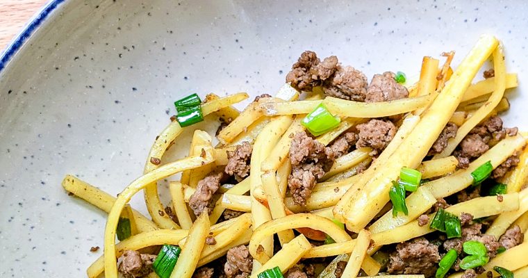 Matchstick Sweet Potato & Beef Stir Fry