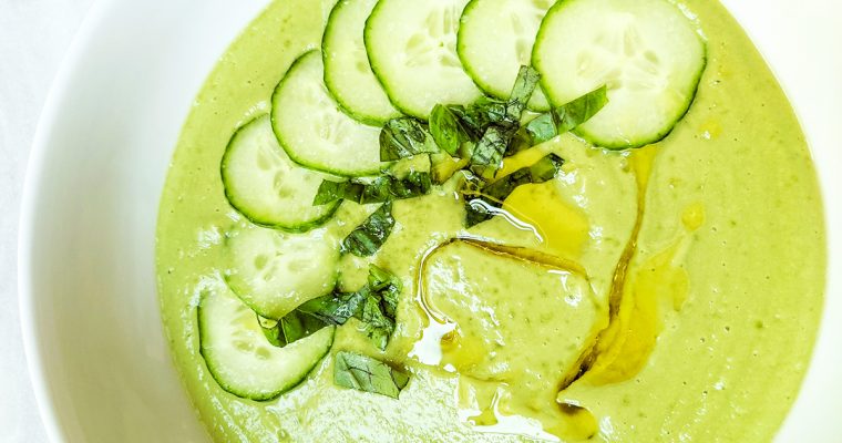 Chilled Cucumber, Basil & Avocado Soup (AIP & low-FODMAP)